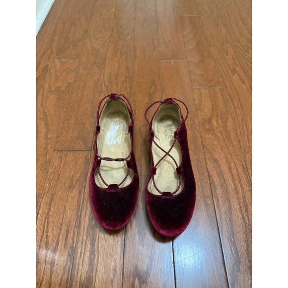 Naturalizer Shoes - Naturalizer Carah Burgundy Velvet Lace Up Ballet Flats Womens Size 6M